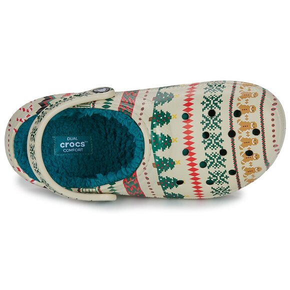 NEW Crocs Sizes M5/W7, M8/W10 Classic Lined Fair Isle Clog - Bone - Picture 6 of 7